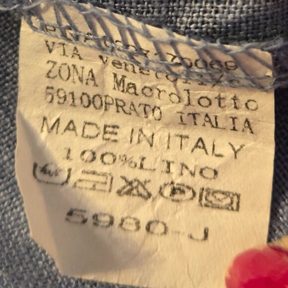 Blue Patchwork Long Linen Dress Large - Picture 6 of 6